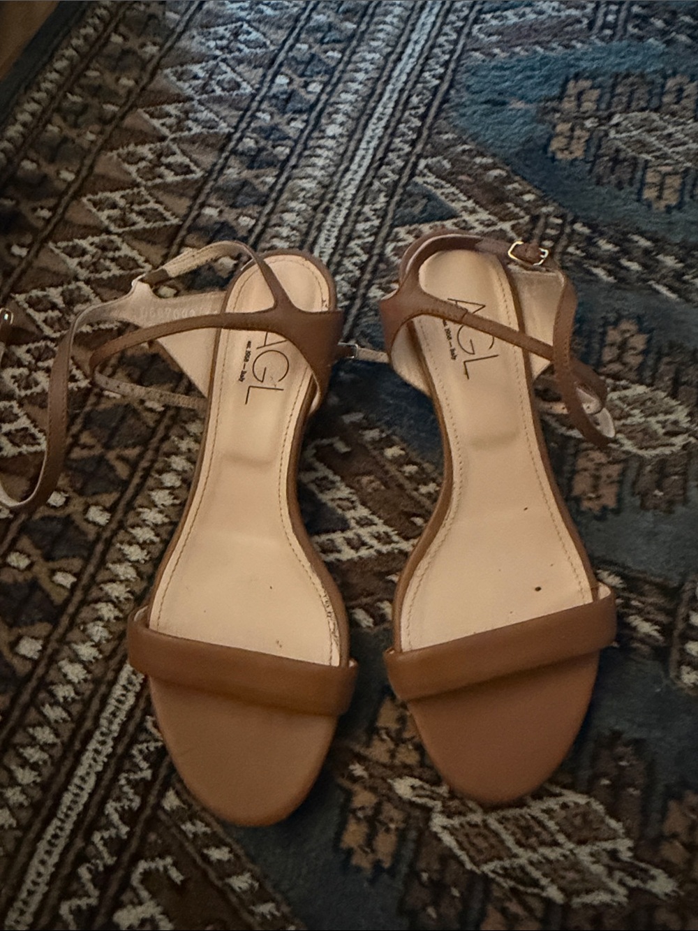 Agl Tan Strappy Ankle-Wrap Sandals